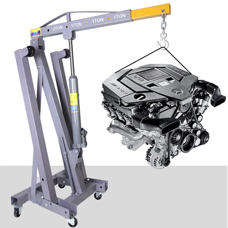 Folding hydraulic shop crane