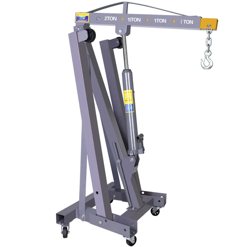 Folding hydraulic shop crane